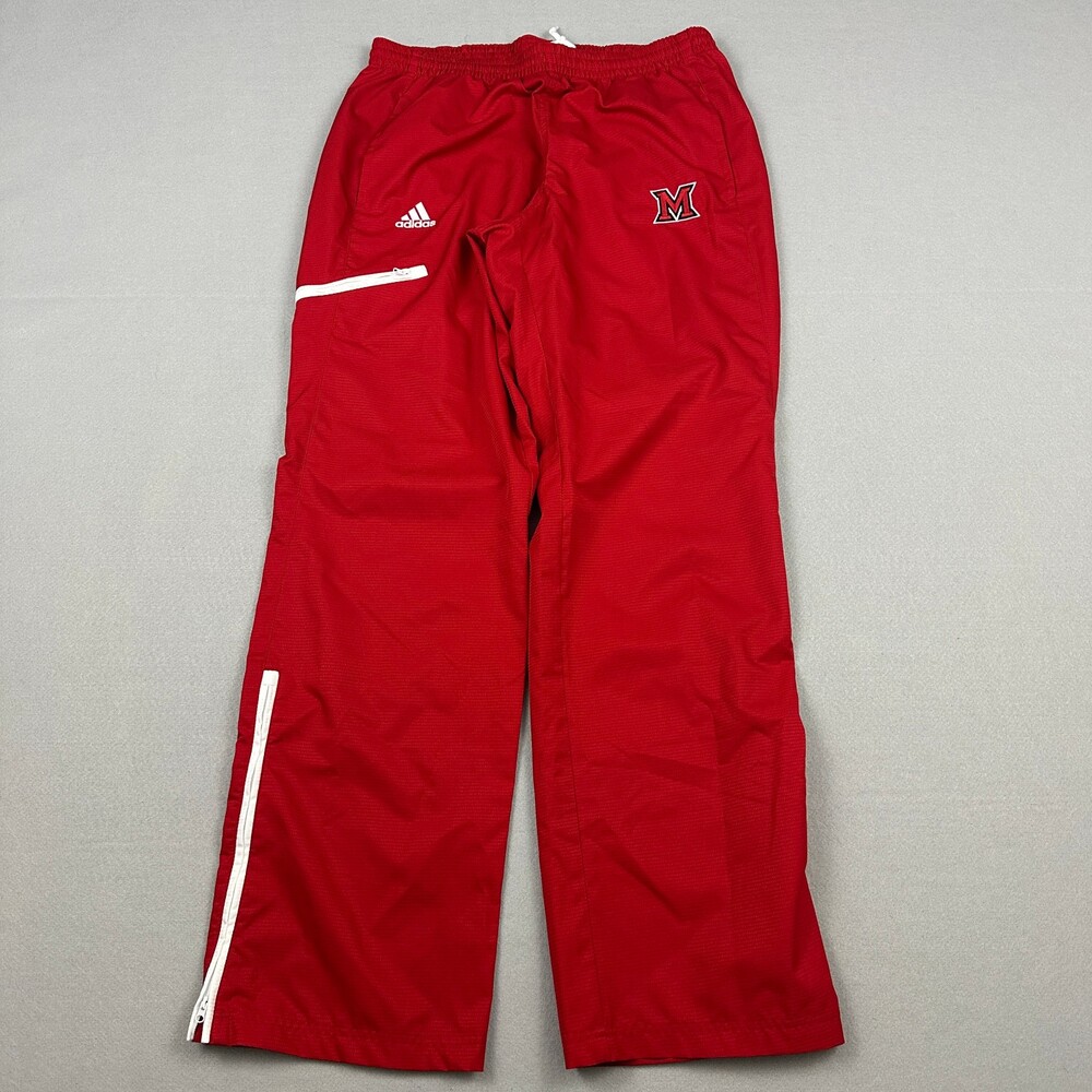 Miami Redhawks Pants Men Medium Red Adidas Zip Leg Basketball NCAA Pockets M